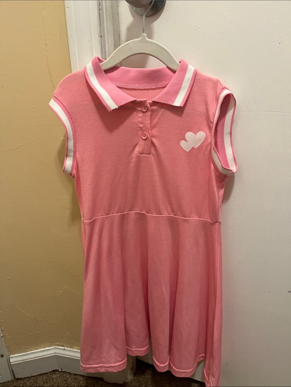 2 Girls' Sleeveless Polo Dress with Heart Accent